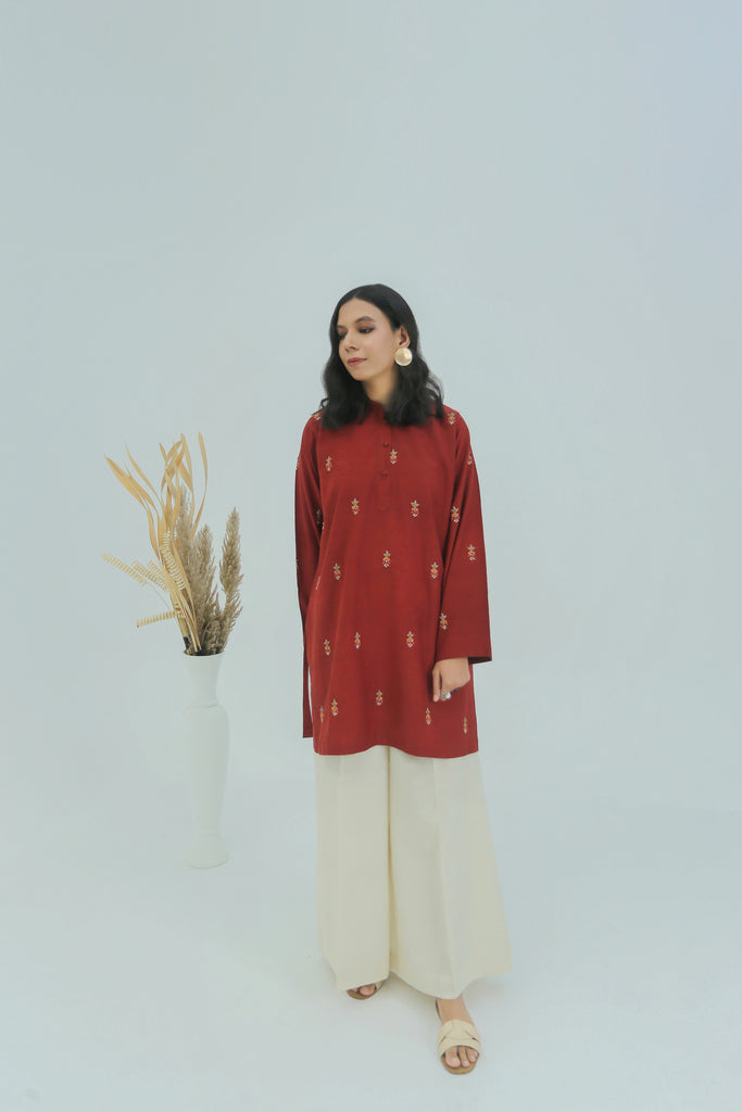 Orange Colored Karandi Kurta