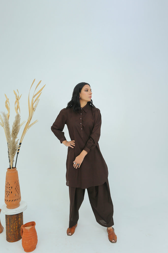 Classic Brown Lawn Suit
