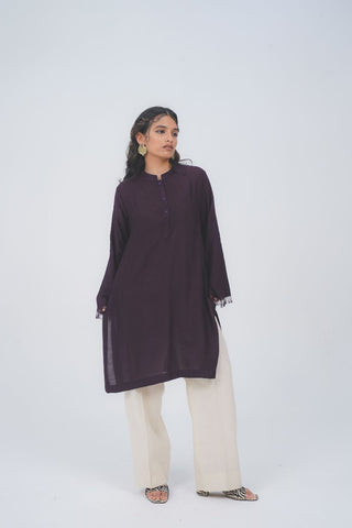 Dark Rose Cotton Kurta