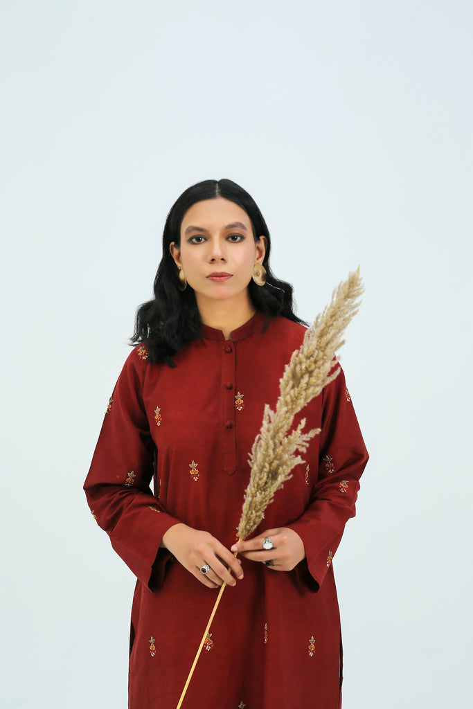 Orange Colored Karandi Kurta