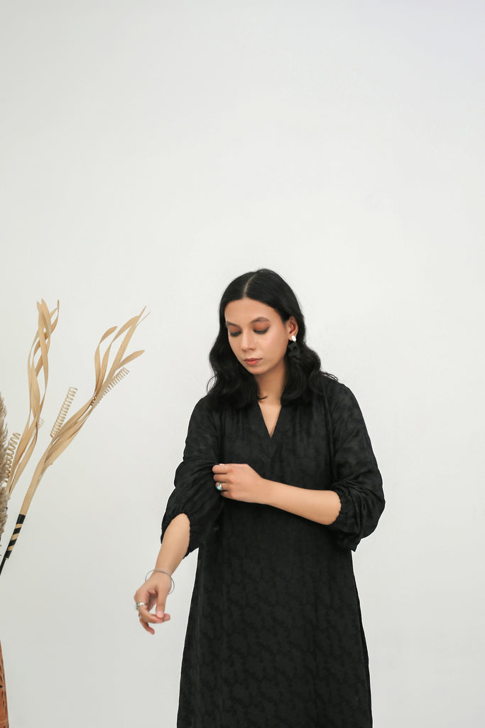Black Colored Jacquard Swiss Lawn Suit