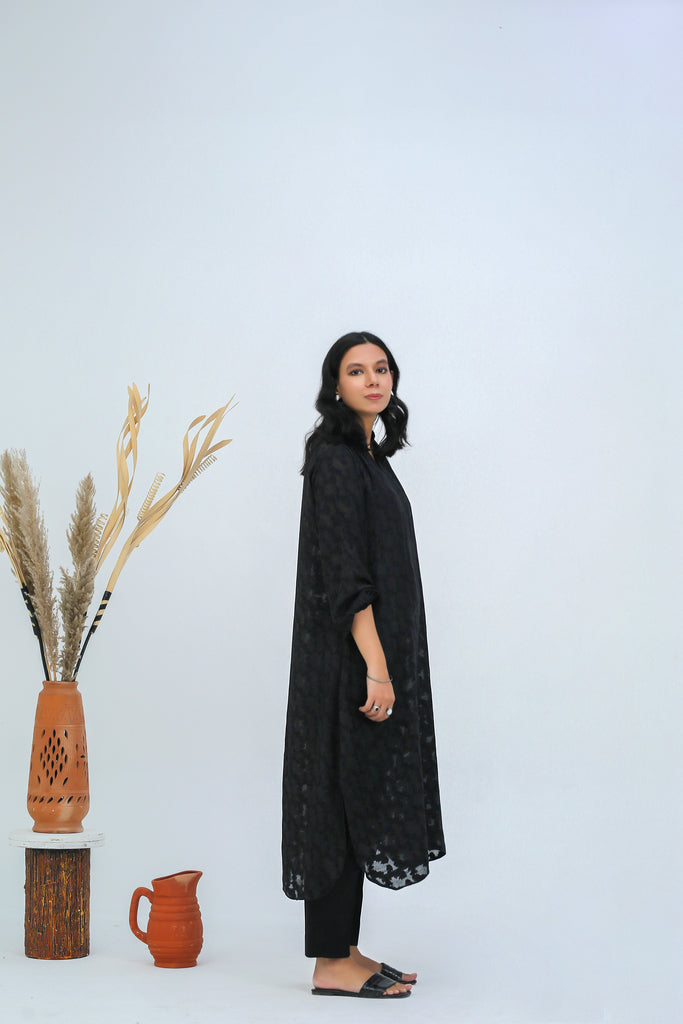 Black Colored Jacquard Swiss Lawn Suit