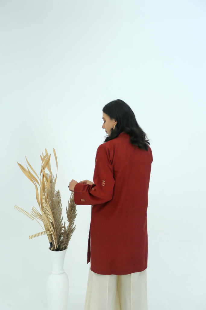 Orange Colored Karandi Kurta