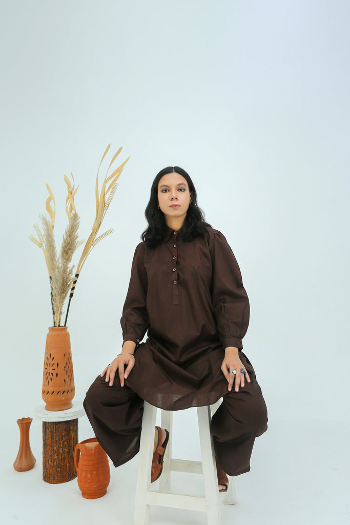 Classic Brown Lawn Suit