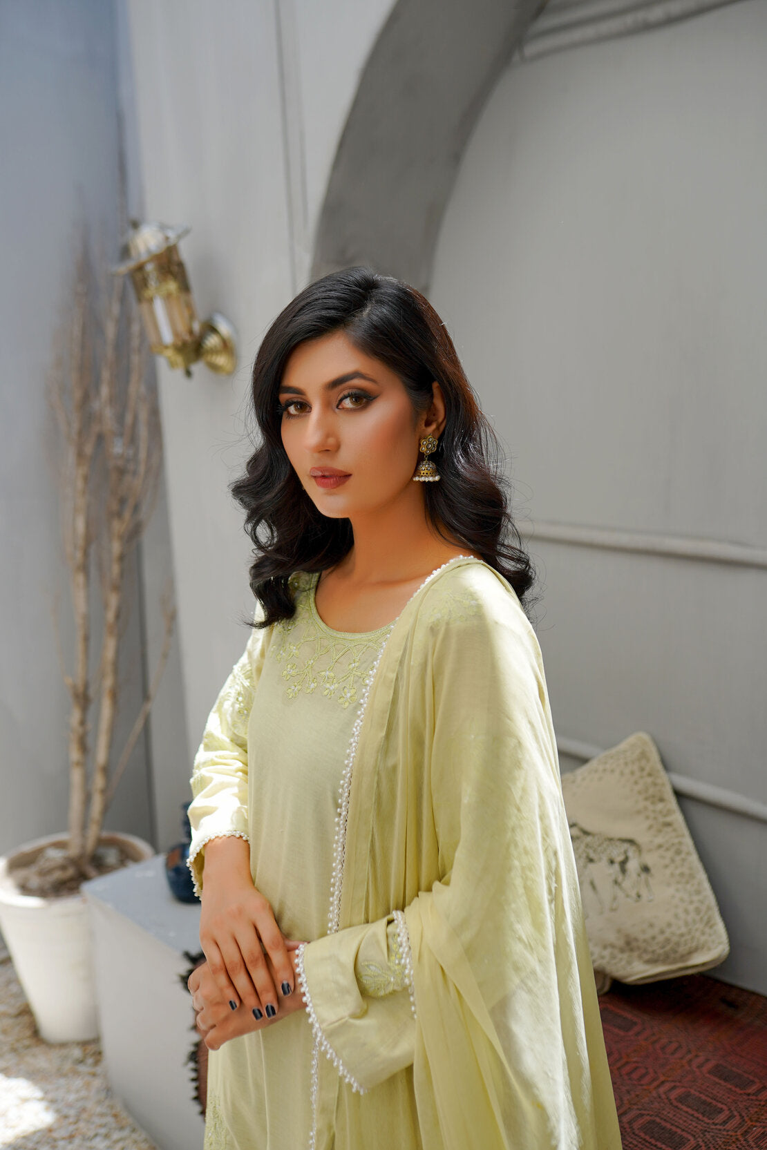 Light Pistachio Lawn Suit