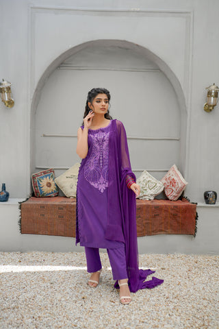 Classy Purple Lawn Suit