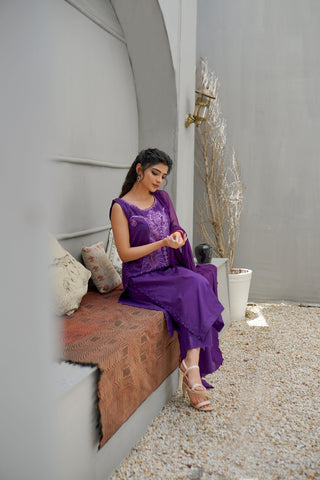 Classy Purple Lawn Suit