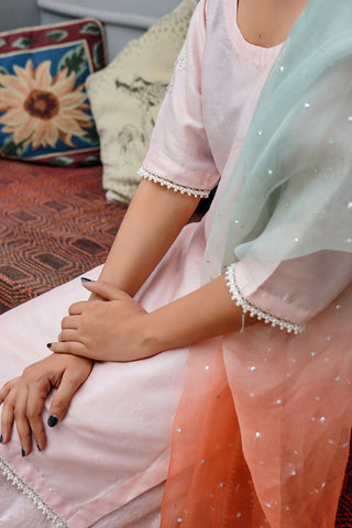 Powder Pink Pure Korean Raw Silk