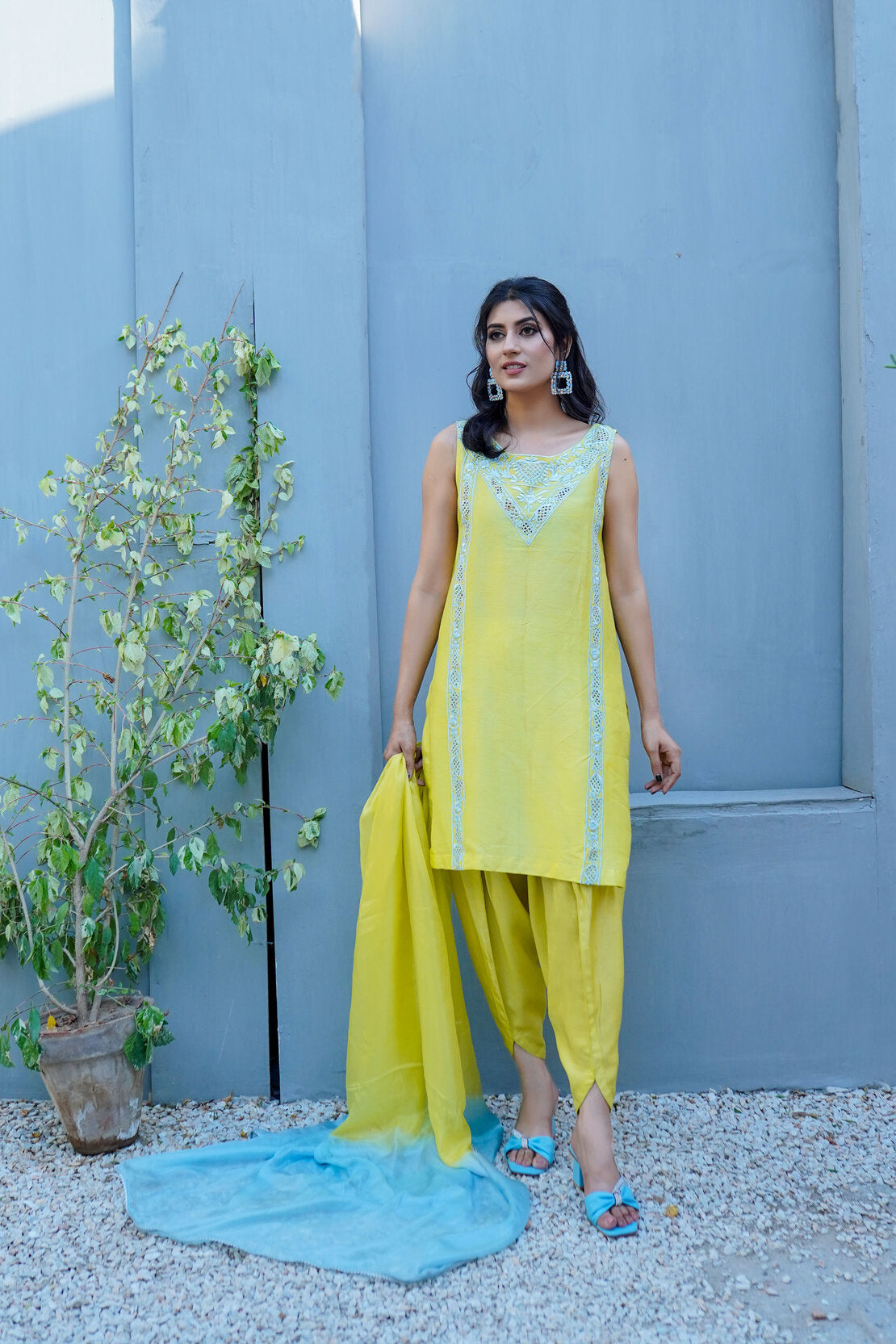 Lime Sky Pure Korean Raw Silk