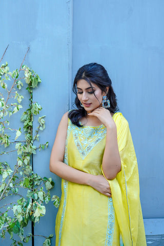 Lime Sky Pure Korean Raw Silk