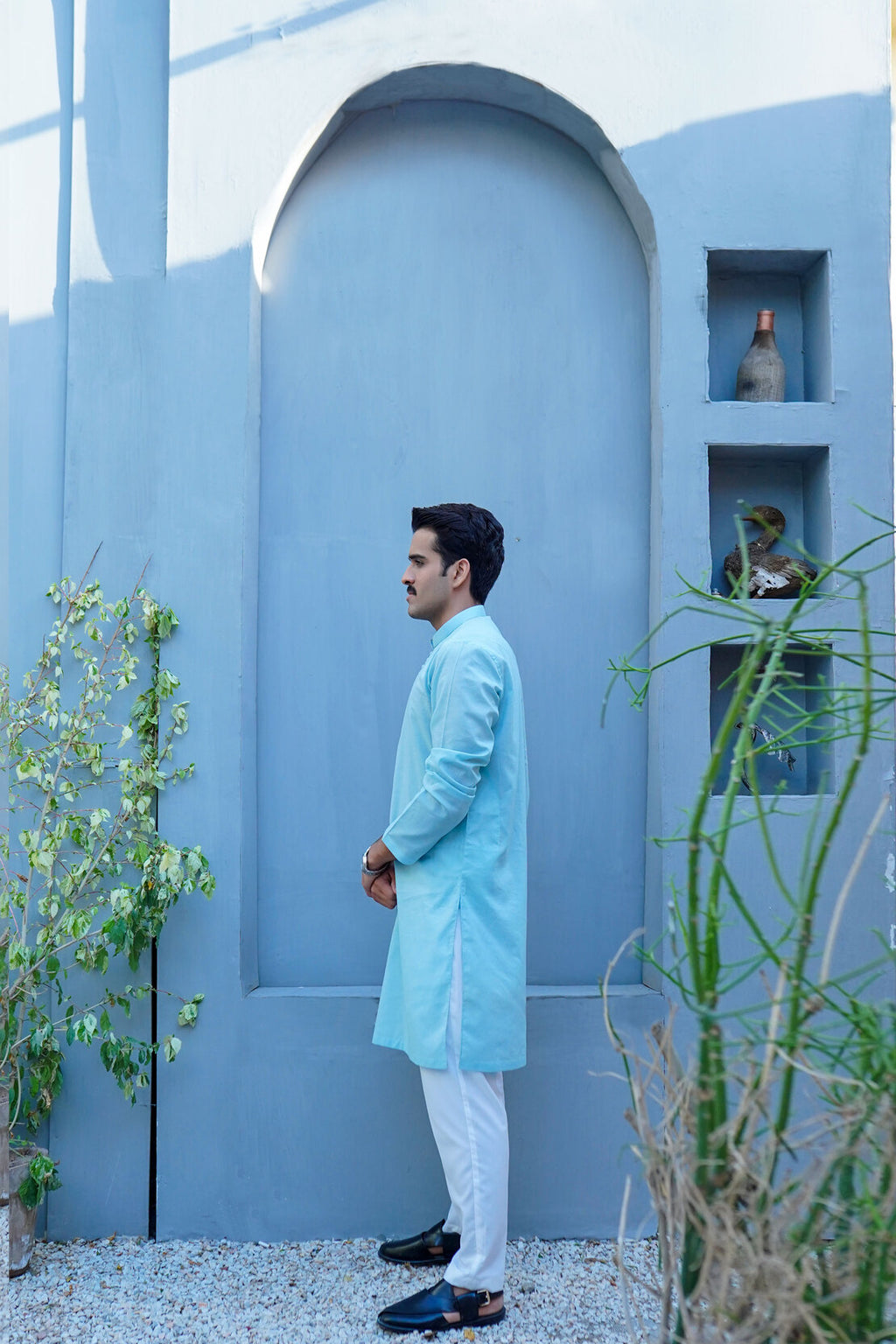 Sky Blue Cotton Kurta
