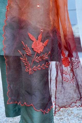 Olive Green Pure Korean Raw Silk