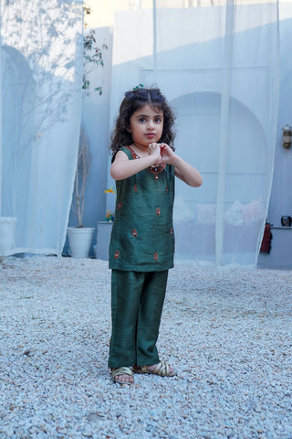 Olive Green Wash-Wear Kids Shirt