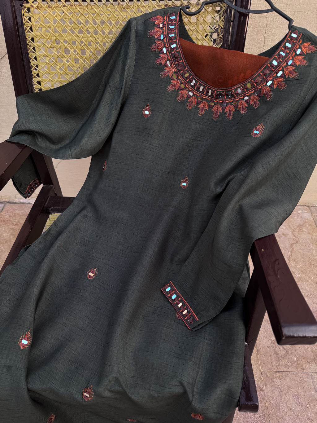 Olive Green Pure Korean Raw Silk