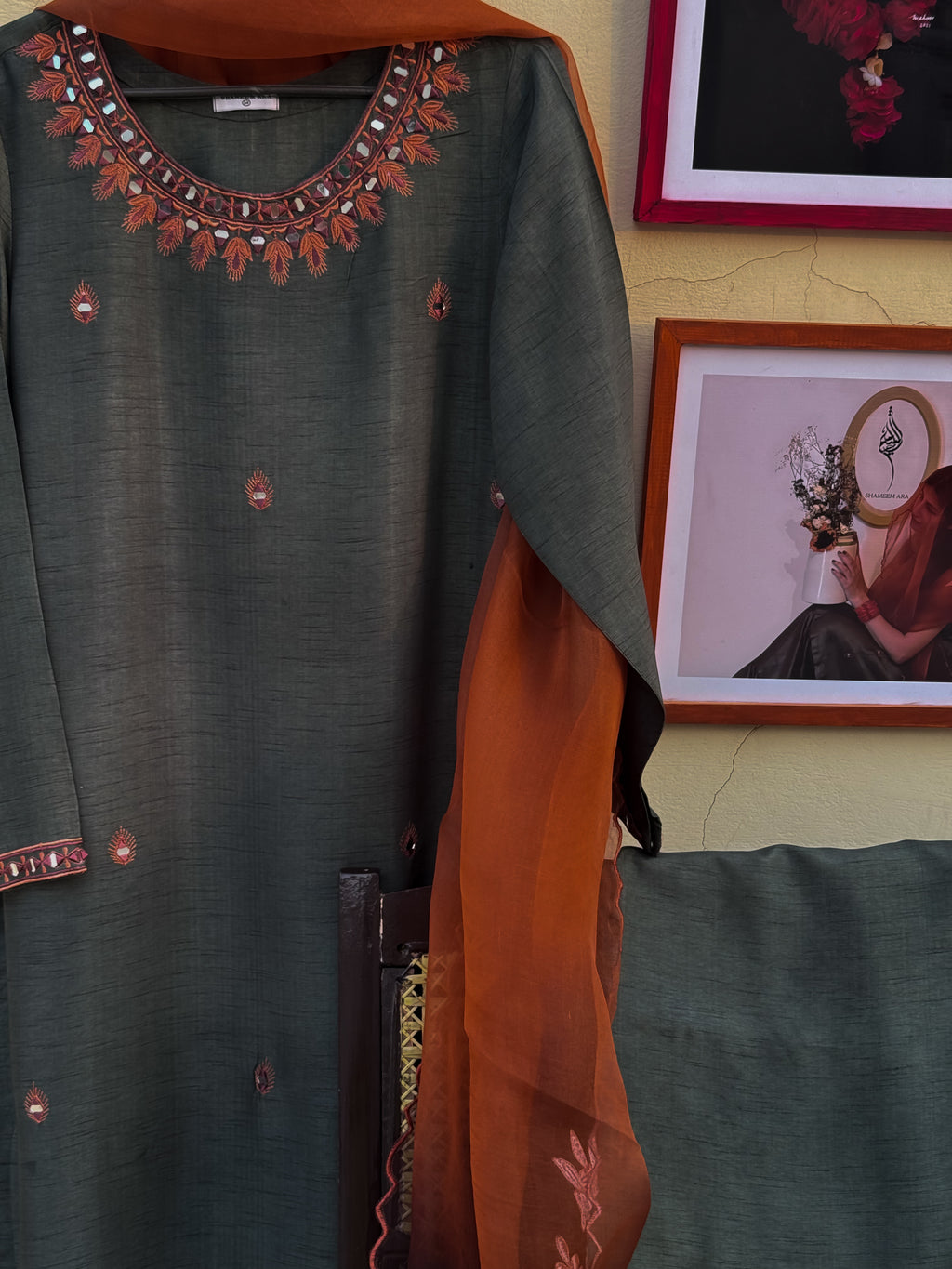 Olive Green Pure Korean Raw Silk