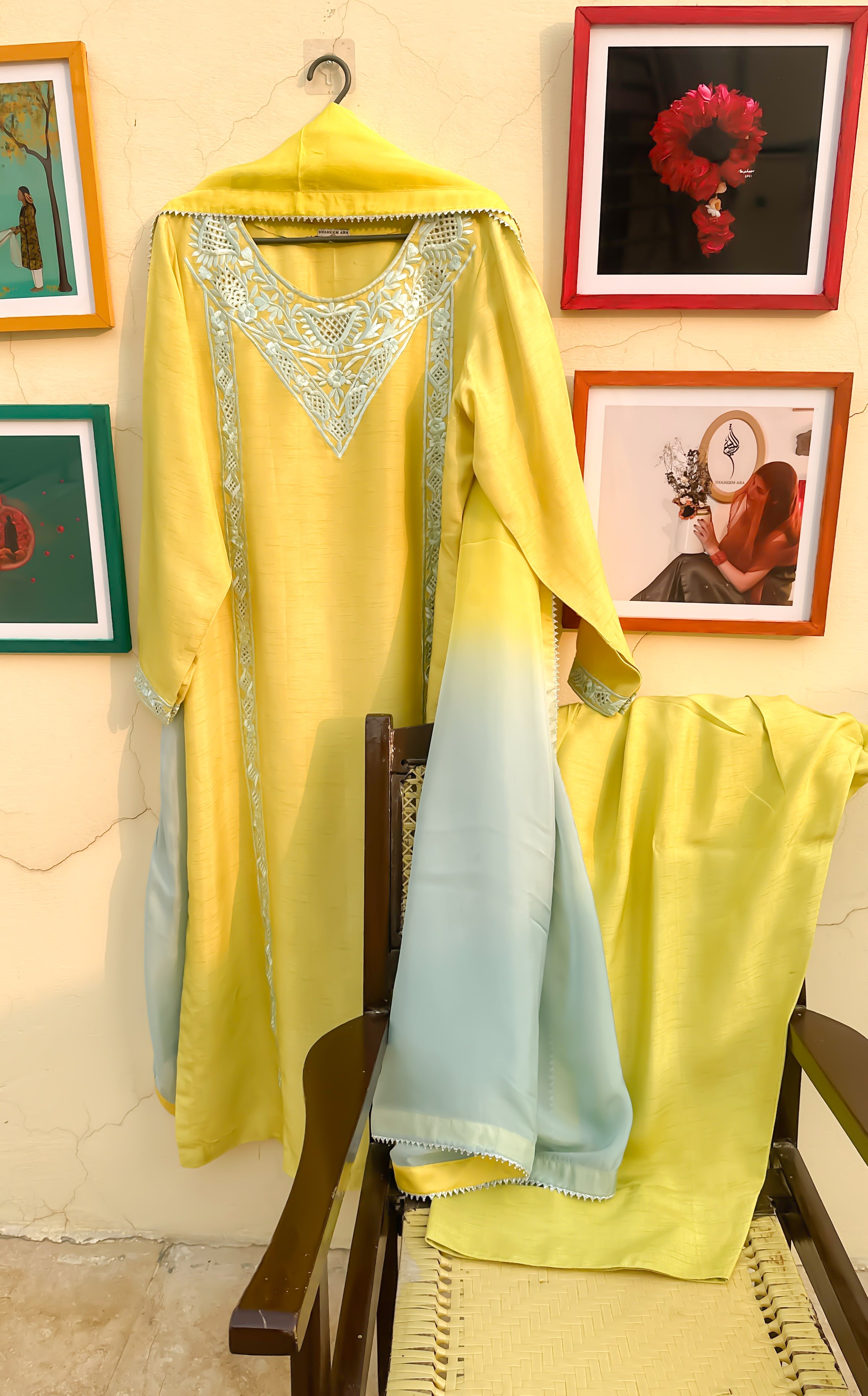 Lime Sky Pure Korean Raw Silk