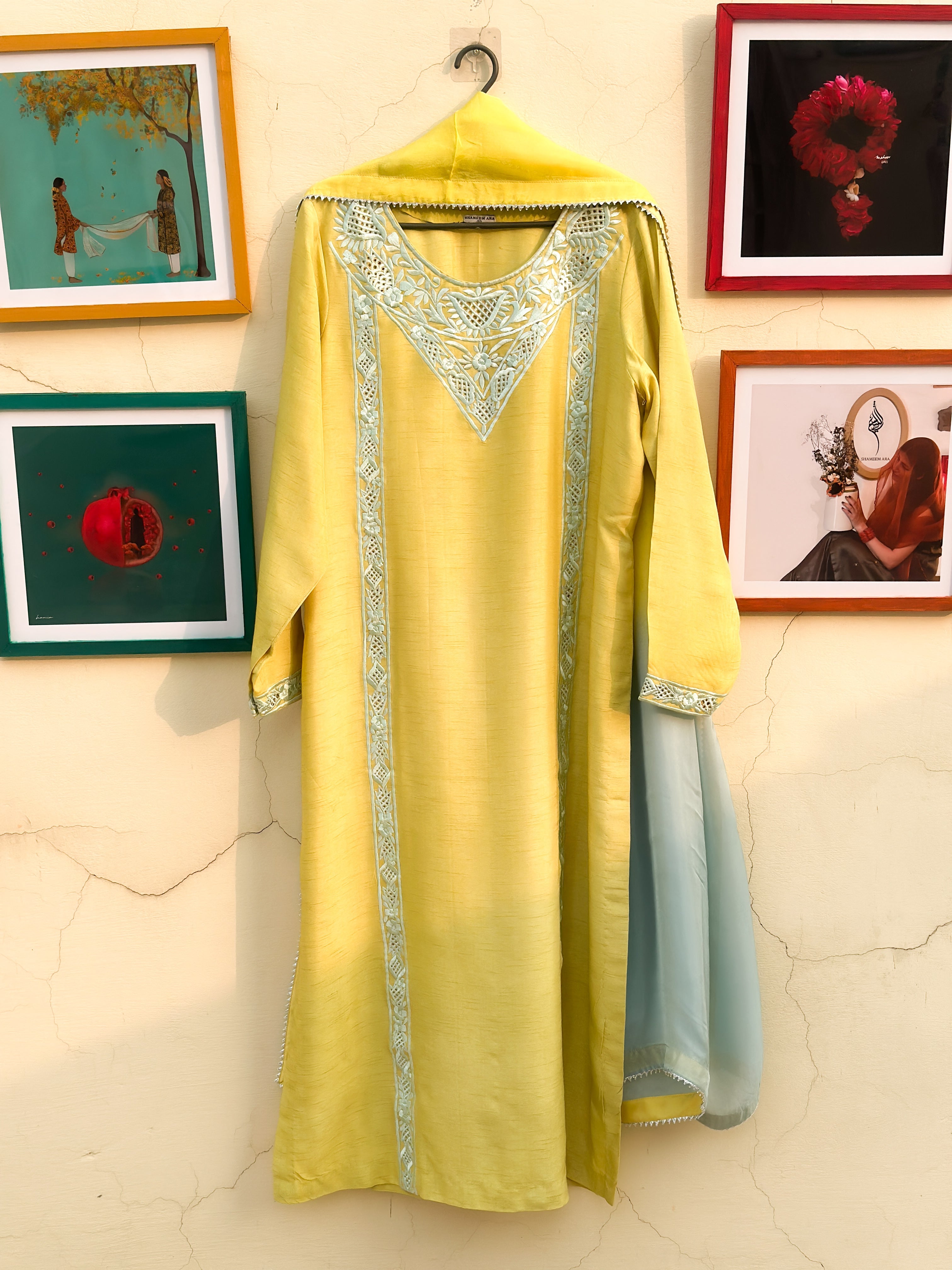 Lime Sky Pure Korean Raw Silk