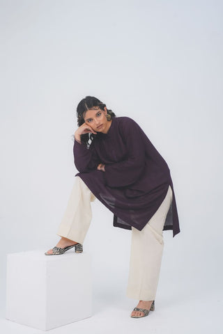Dark Rose Cotton Kurta