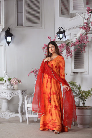 Anrakha Style Tie-Dye Frock