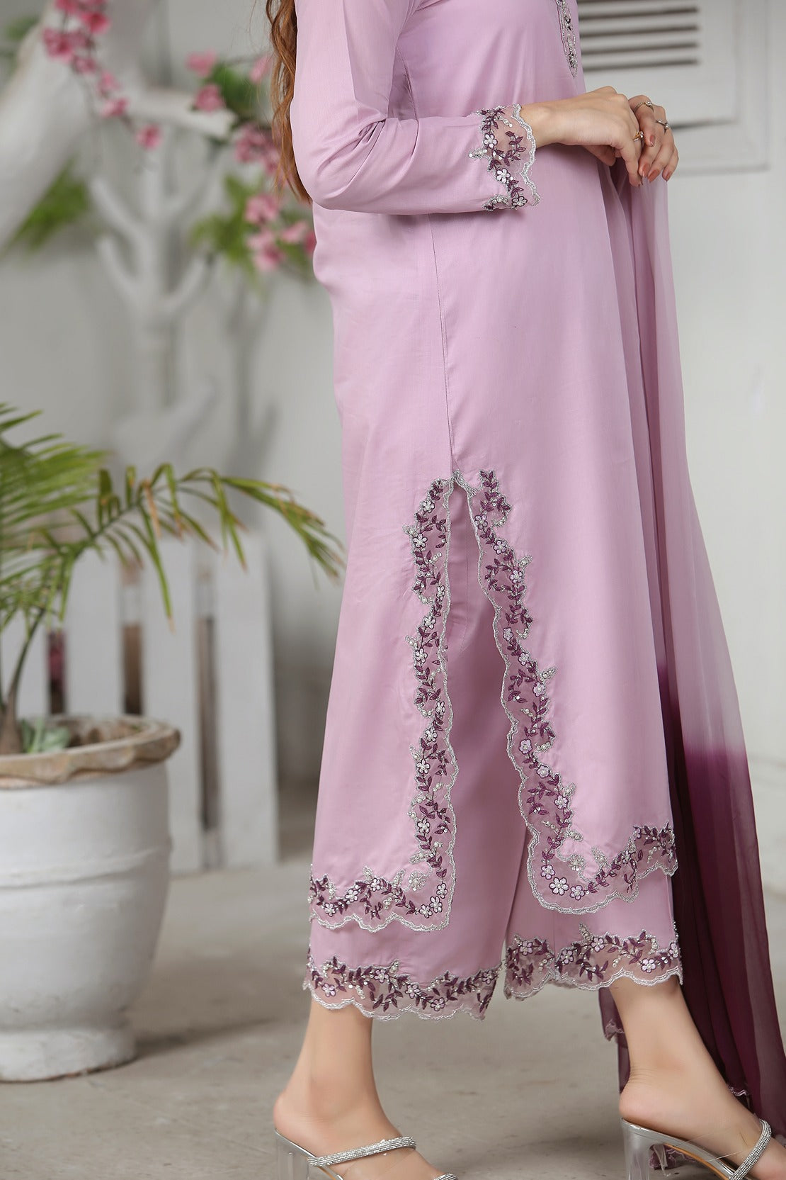 Lilac Color Lawn Suit