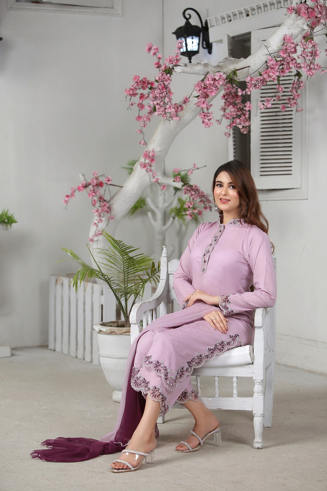 Lilac Color Lawn Suit
